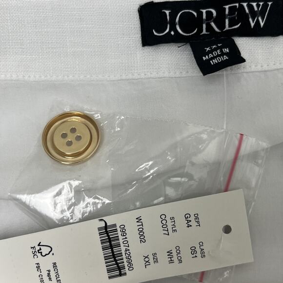 J Crew Claudia Dress in Linen XXL White Shift Square Neckline Button Up Retro - Picture 12 of 14